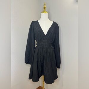 Hint of Blush Black Long Sleeve V-Neck Dress cut-outs new with tags size large